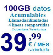 Tarifa de 100 GB y 4 lineas compartidas Telefonica